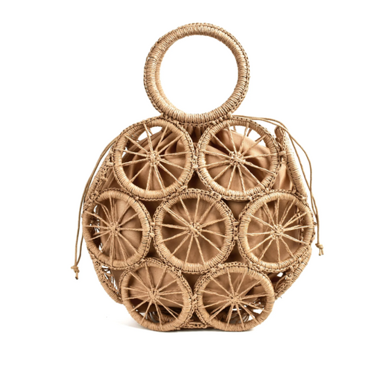 Round Wicker Bag - Brown