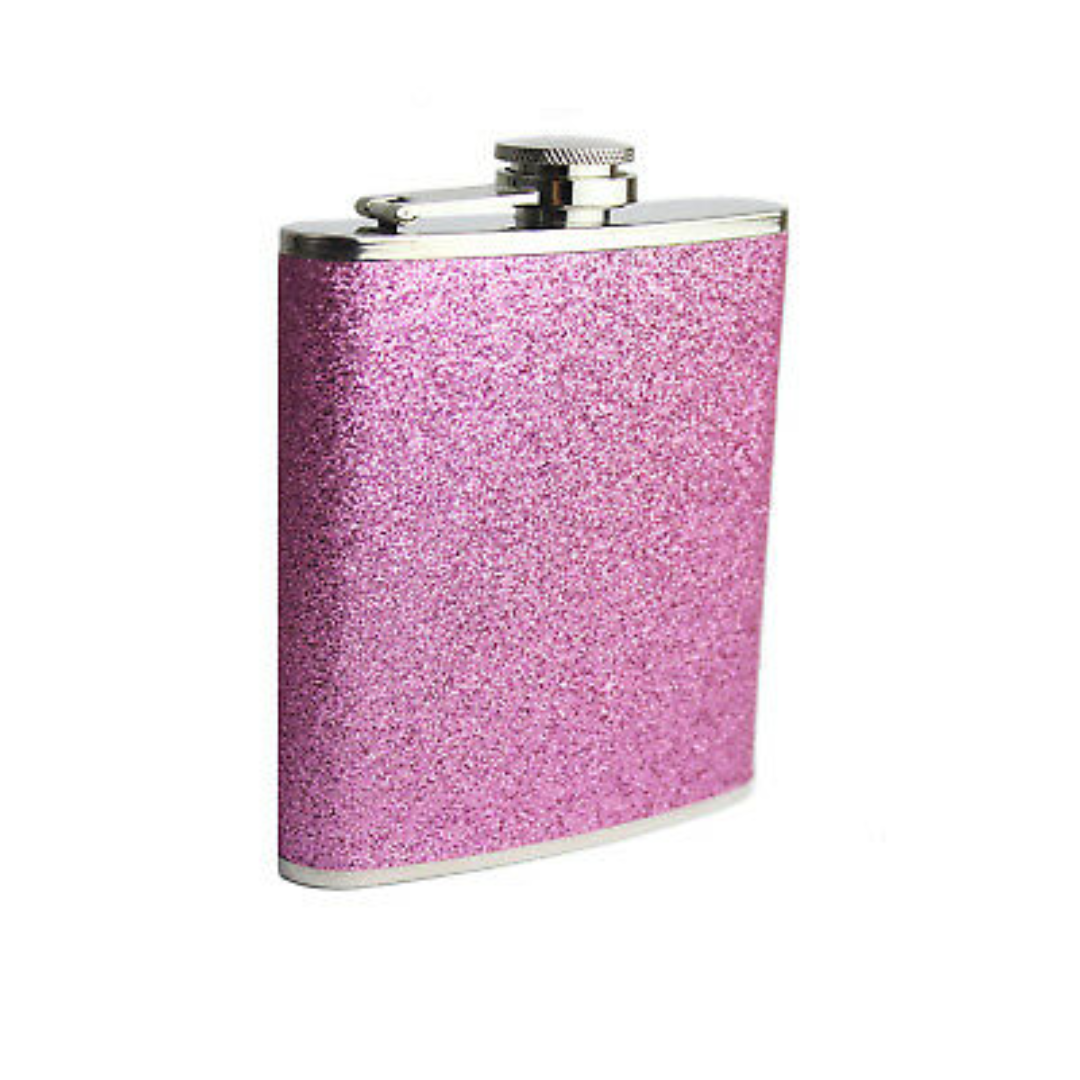 Pink Glitter Hip Flask